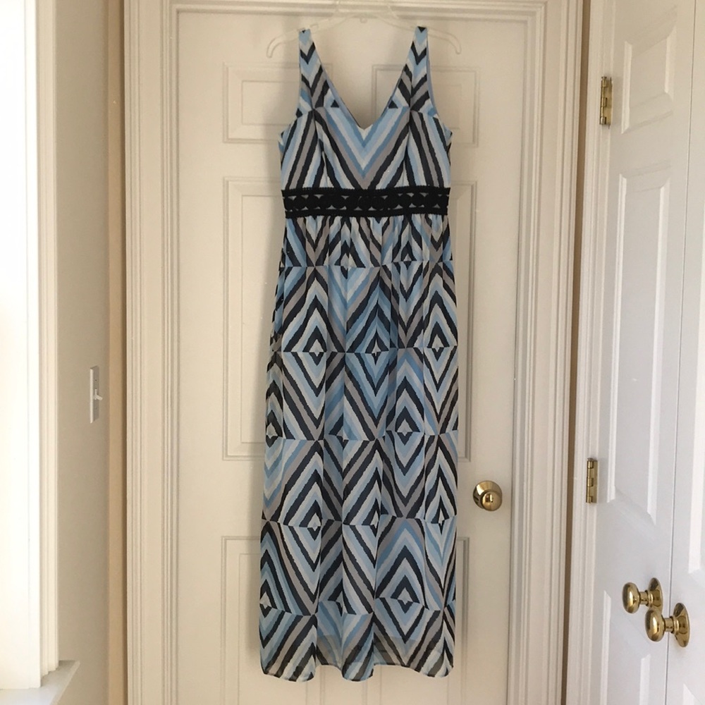 Taylor maxi dress, Size 8, blue & black & gray